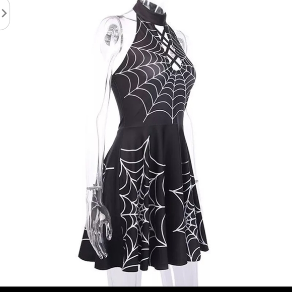Cute little black dress with spiderweb design. - Picture 1 of 2